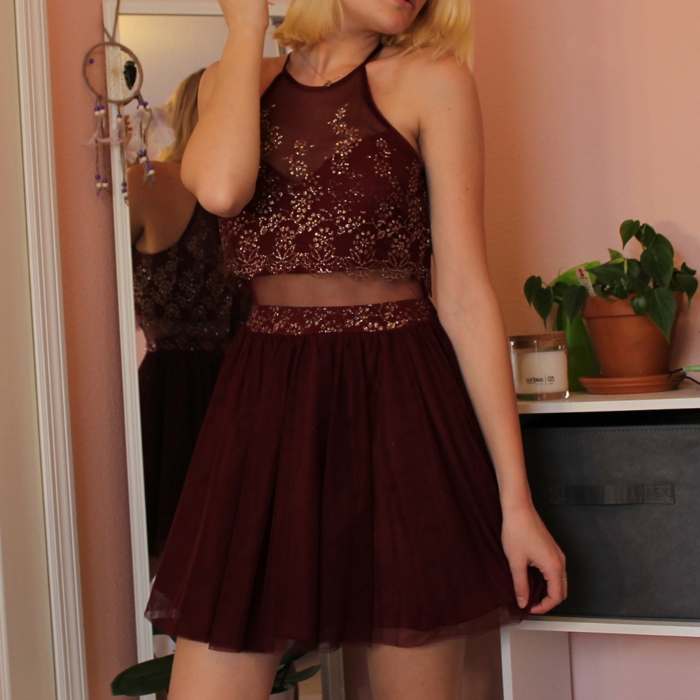 Red Gold Prom Homecoming Dress